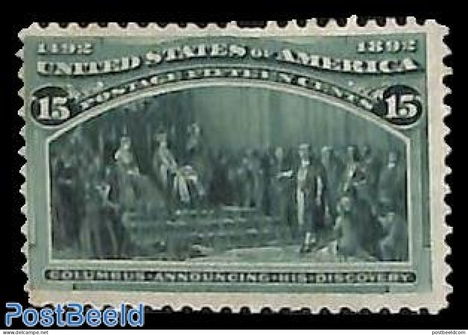 United States Of America 1893 15c, Green, Stamp Out Of Set, Unused (hinged), History - Explorers - Ongebruikt