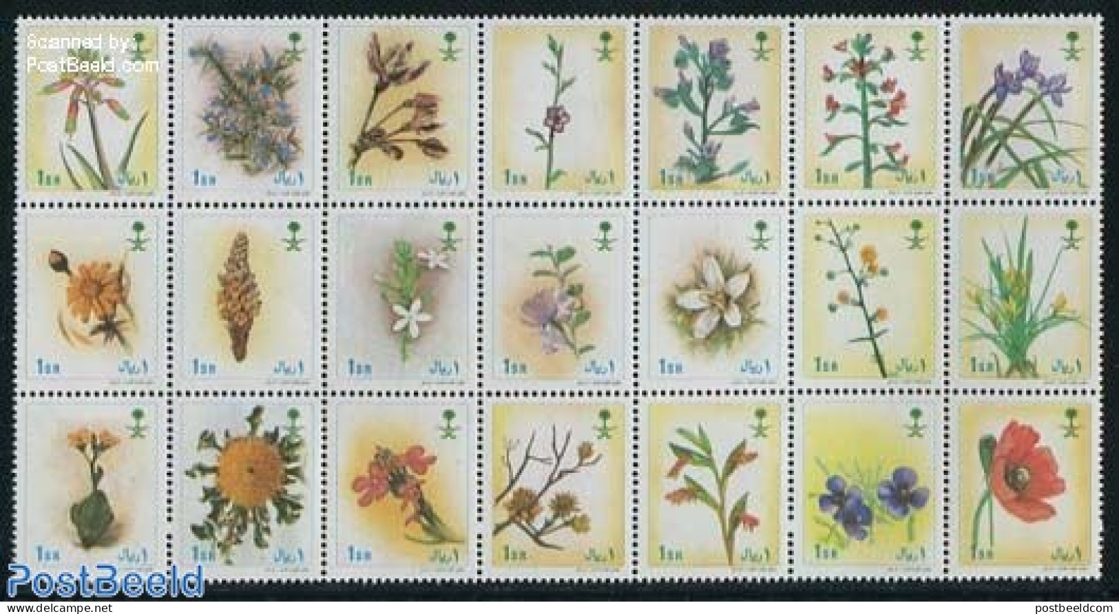 Saudi Arabia 2000 Flowers 21v Sheetlet, Mint NH, Nature - Flowers & Plants - Arabia Saudita