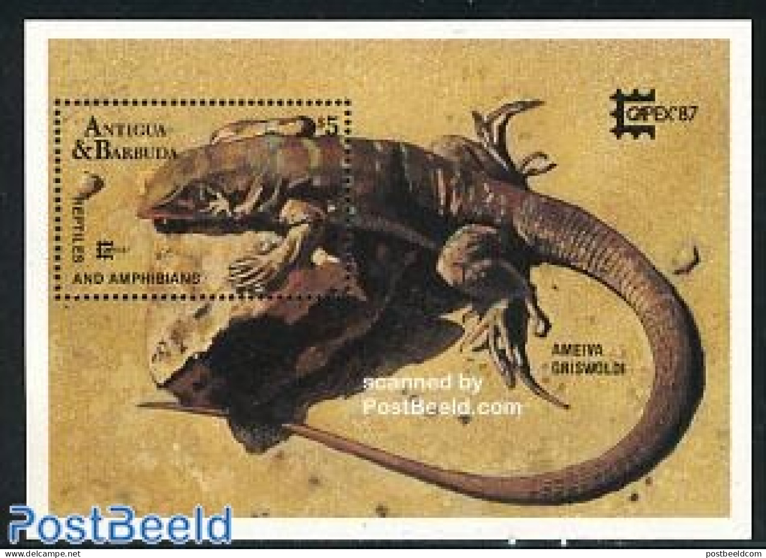 Antigua & Barbuda 1987 Capex S/s, Mint NH, Nature - Reptiles - Antigua Und Barbuda (1981-...)