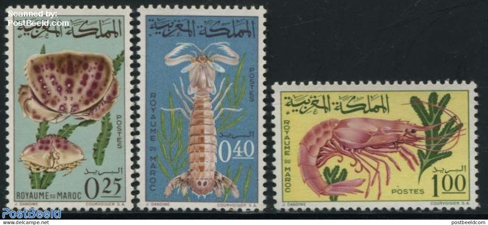 Morocco 1965 Marine Life, Crabs 3v, Mint NH, Nature - Shells & Crustaceans - Crabs And Lobsters - Vie Marine