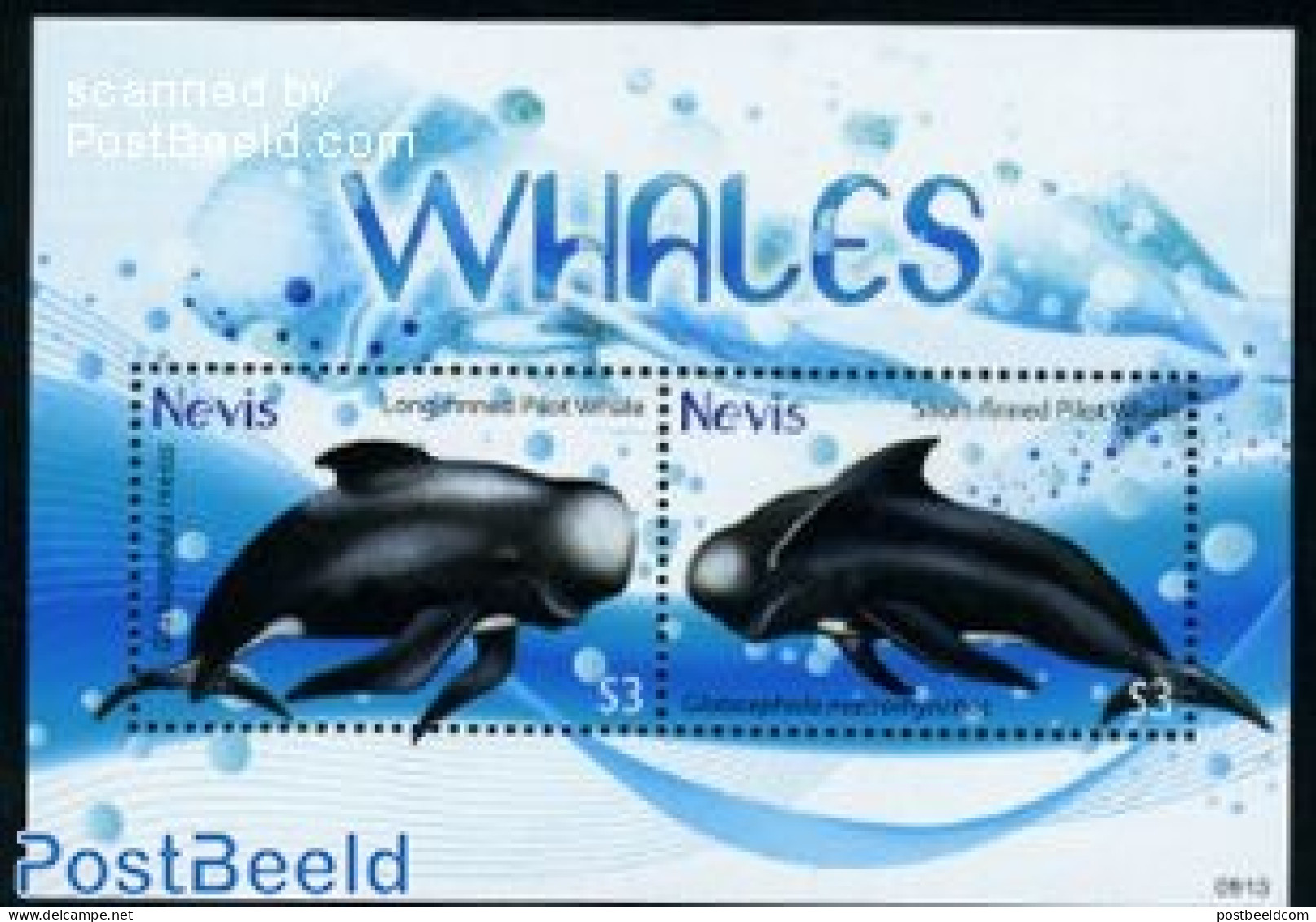 Nevis 2009 Whales 2v M/s, Mint NH, Nature - Sea Mammals - St.Kitts Und Nevis ( 1983-...)