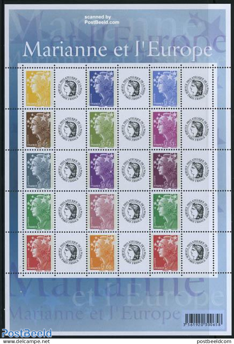 France 2008 Marianne Et LEurope 15v M/s, Mint NH - Neufs