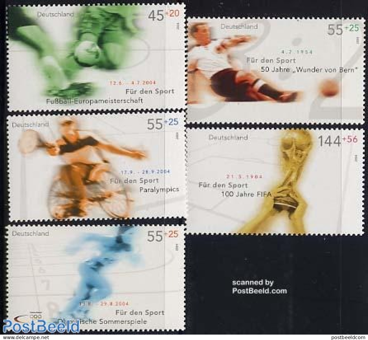 Germany, Federal Republic 2004 Sports 5v, Mint NH, Health - Sport - Disabled Persons - Football - Olympic Games - Spor.. - Nuovi