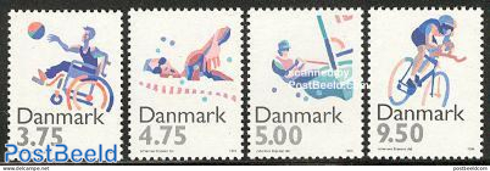 Denmark 1996 Olympic Games 4v, Mint NH, Health - Sport - Disabled Persons - Basketball - Cycling - Olympic Games - Sai.. - Nuevos