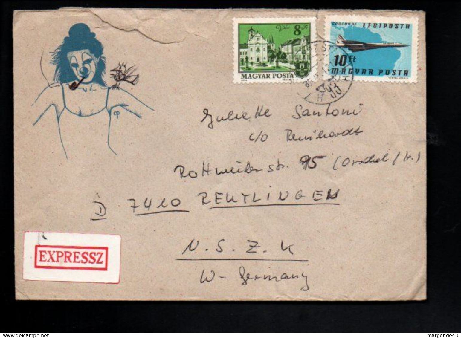 HONGRIE  AFFRANCHISSEMENT COMPOSE SUR LETTRE EXPRES POUR L'ALLEMAGNE 1985 - Covers & Documents