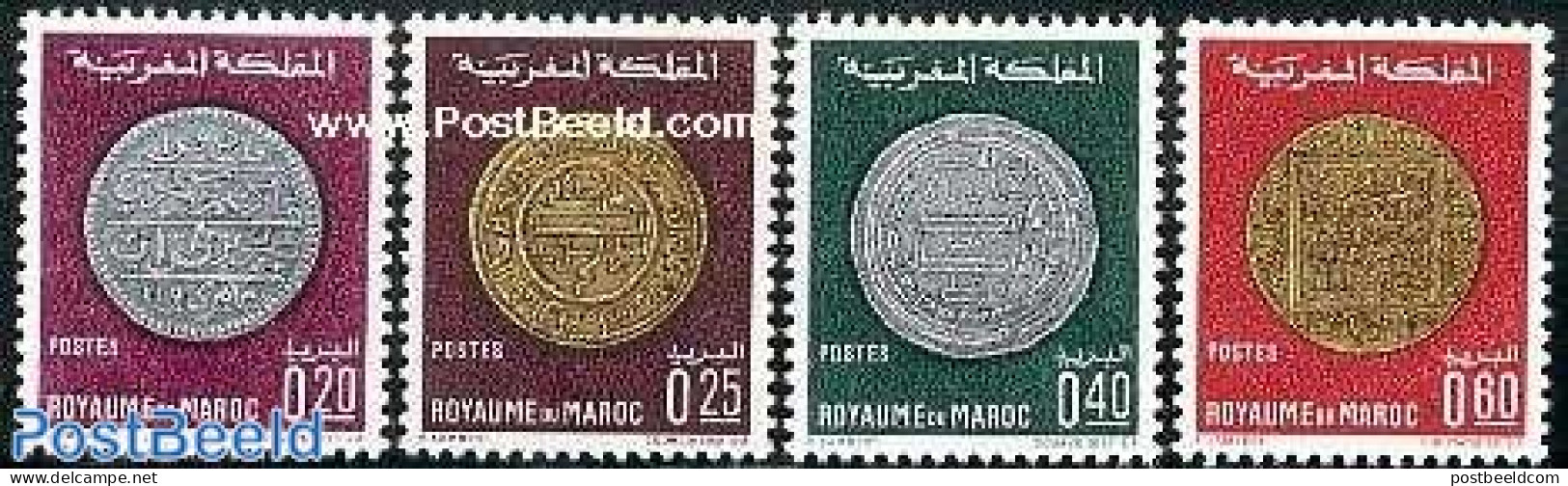 Morocco 1968 Coins 4v, Mint NH, Various - Money On Stamps - Monnaies