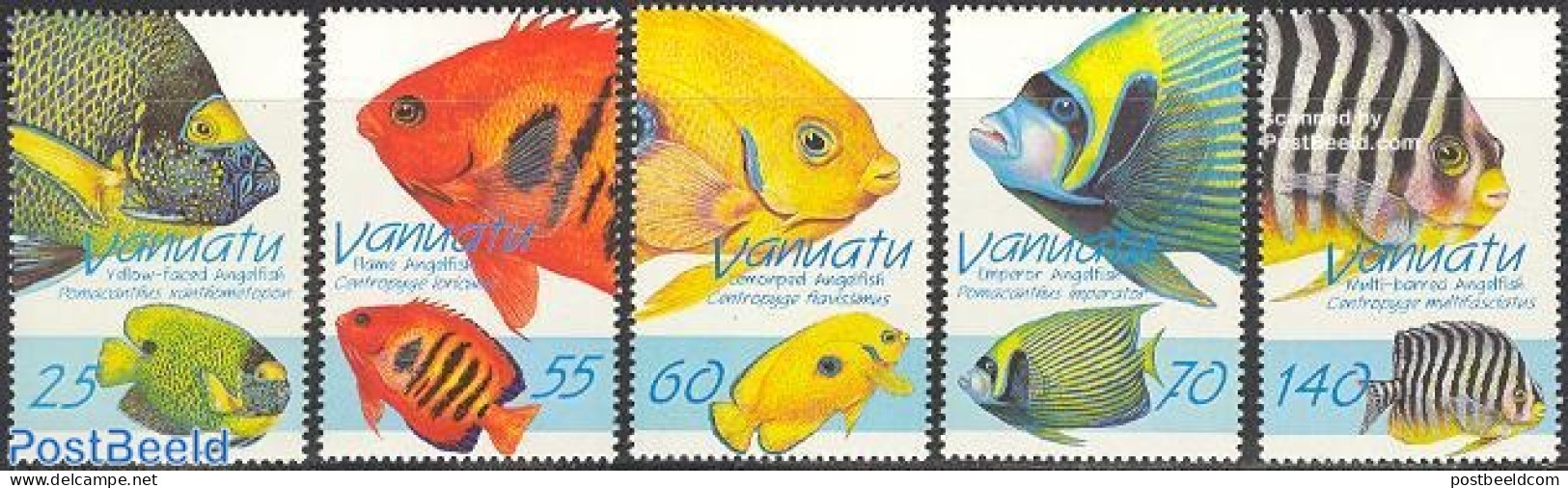 Vanuatu 1997 Angel Fish 5v, Mint NH, Nature - Fish - Poissons