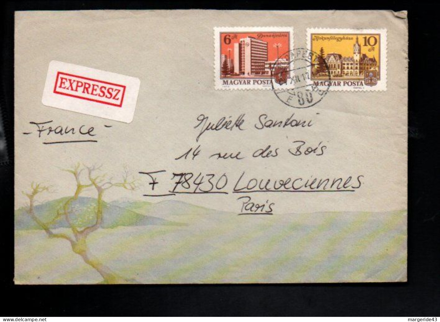 HONGRIE  AFFRANCHISSEMENT COMPOSE SUR LETTRE EXPRES POUR LA FRANCE 1984 - Lettres & Documents