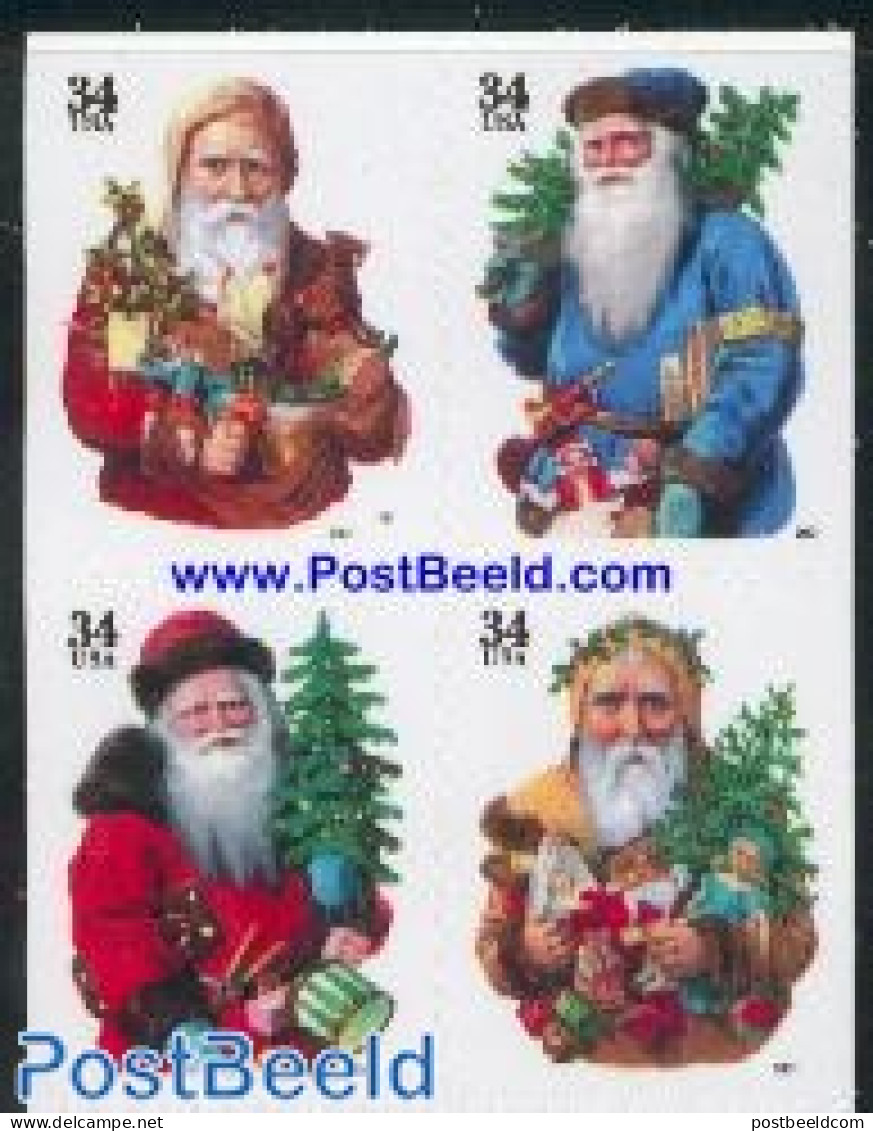 United States Of America 2001 Christmas 2x 4v Double Sided (larger Size, Black Value), Mint NH, Religion - Christmas - Neufs