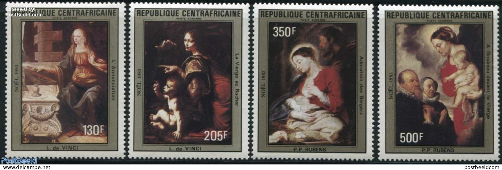 Central Africa 1984 Christmas 4v, Mint NH, Religion - Christmas - Art - Leonardo Da Vinci - Paintings - Rubens - Kerstmis