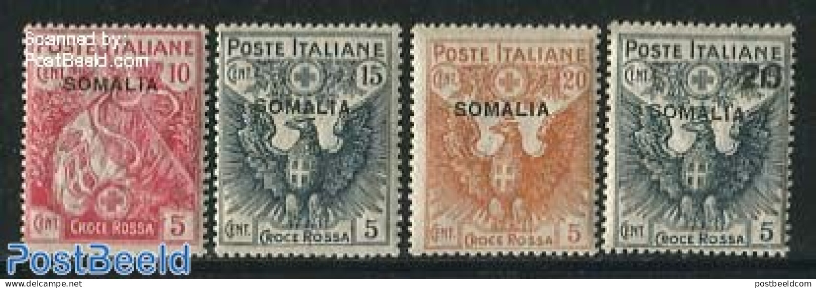 Italian Somalia 1916 Red Cross 4v, Mint NH, Health - History - Red Cross - Coat Of Arms - Red Cross