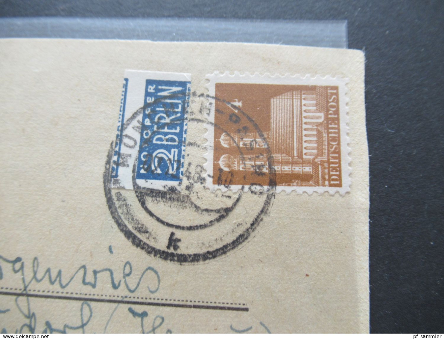 1948 Bizone Bauten Nr.74 Mit Notopfer Ungezähnt / Verschnitten! Briefstück! Katholisches Pfarramt Stempel München Pasing - Briefe U. Dokumente