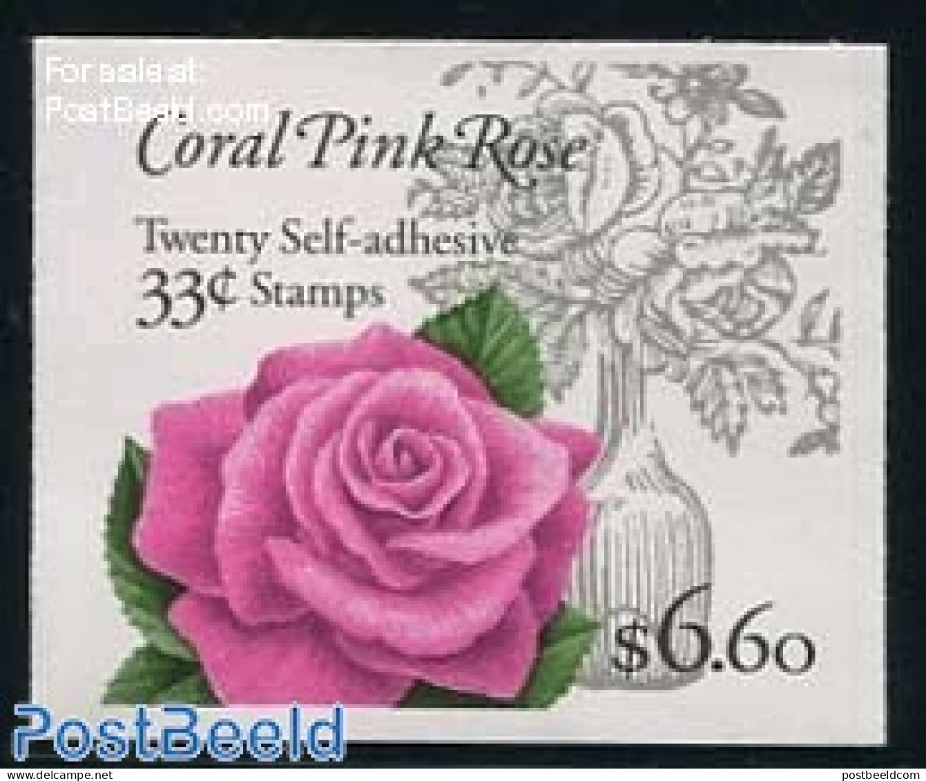 United States Of America 1999 Coral Pink Rose Booklet S-a, Mint NH, Nature - Flowers & Plants - Roses - Stamp Booklets - Unused Stamps