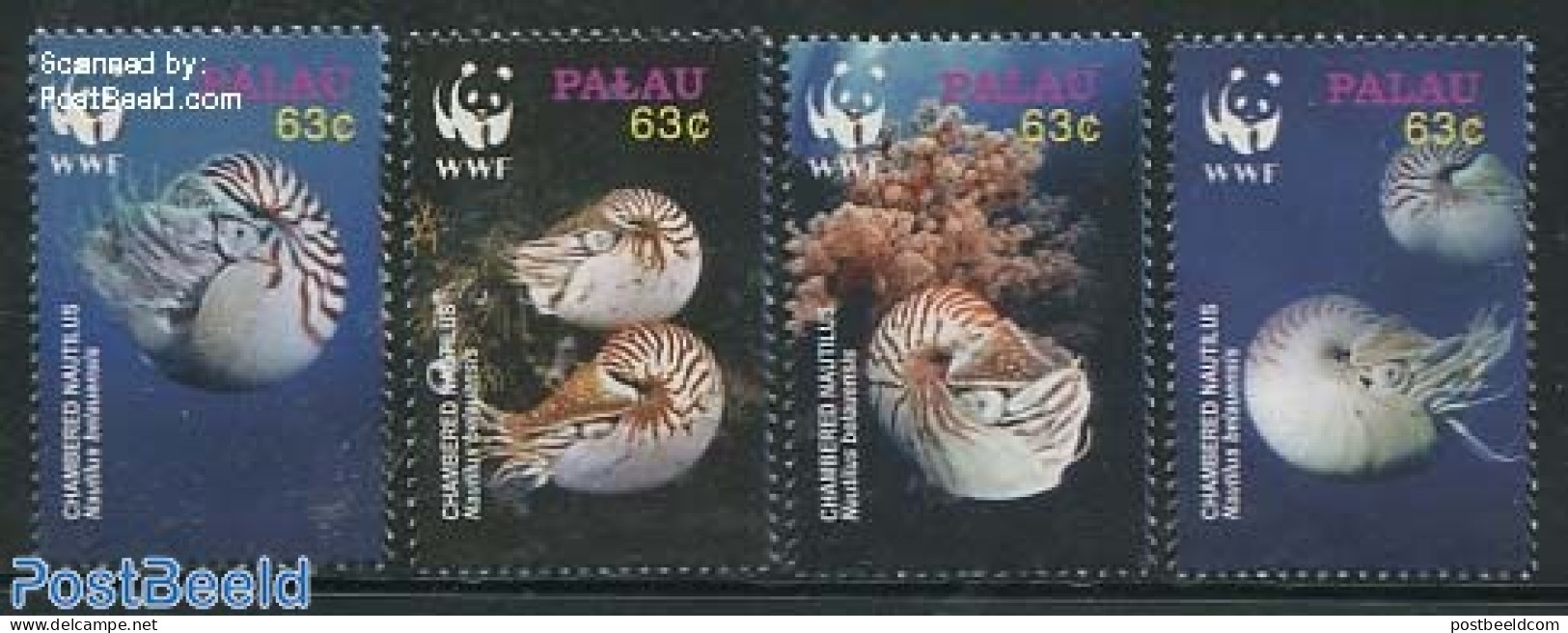 Palau 2006 WWF, Nautilus 4v, Mint NH, Nature - Shells & Crustaceans - World Wildlife Fund (WWF) - Marine Life