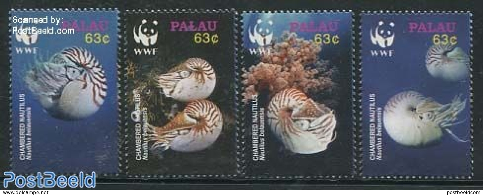 Palau 2006 WWF, Nautilus 4v, Mint NH, Nature - Shells & Crustaceans - World Wildlife Fund (WWF) - Vie Marine