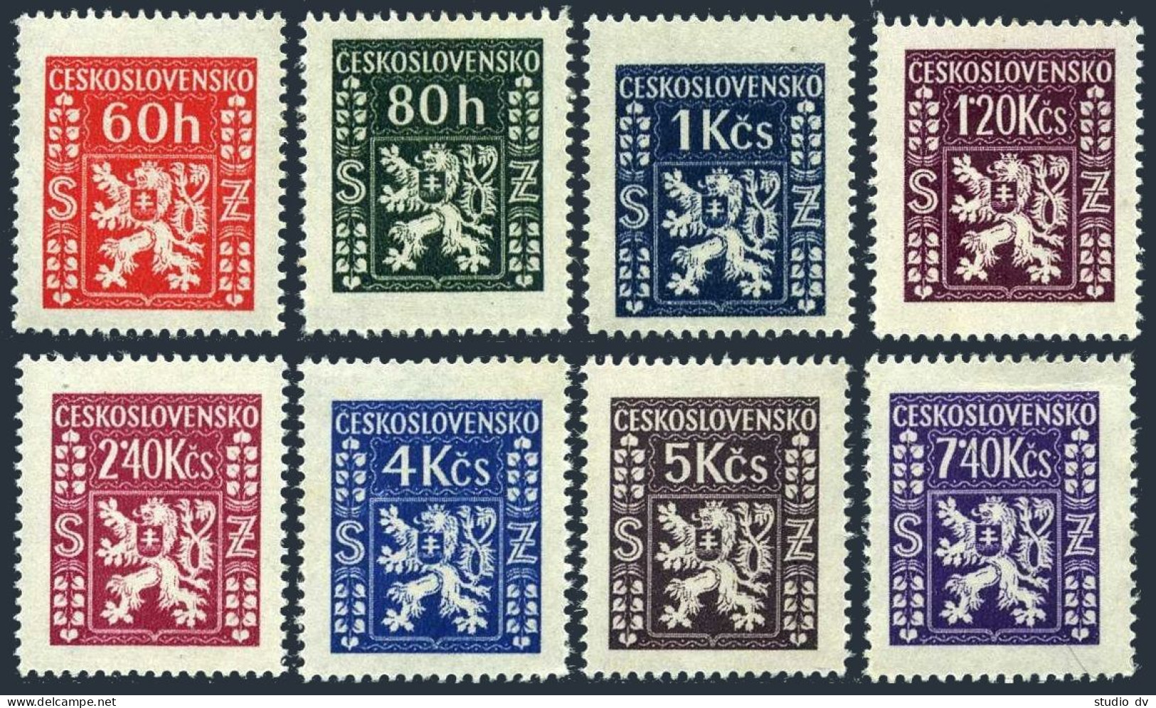 Czechoslovakia O8-O15, MNH. Michel D8-D15. Official Stamps 1947. Coat Of Arms. - Official Stamps