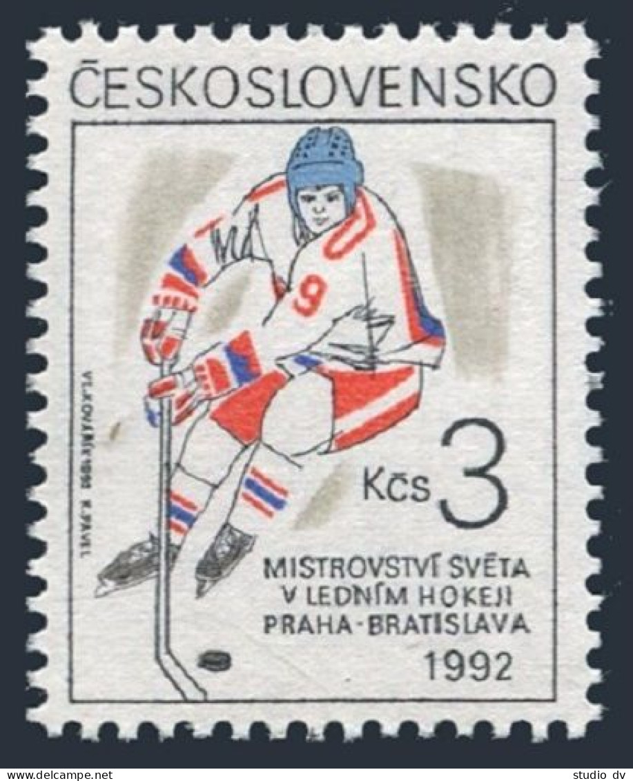 Czechoslovakia 2853 Block/4, MNH. Mi 3111. World Ice Hockey Championships, 1992. - Ungebraucht