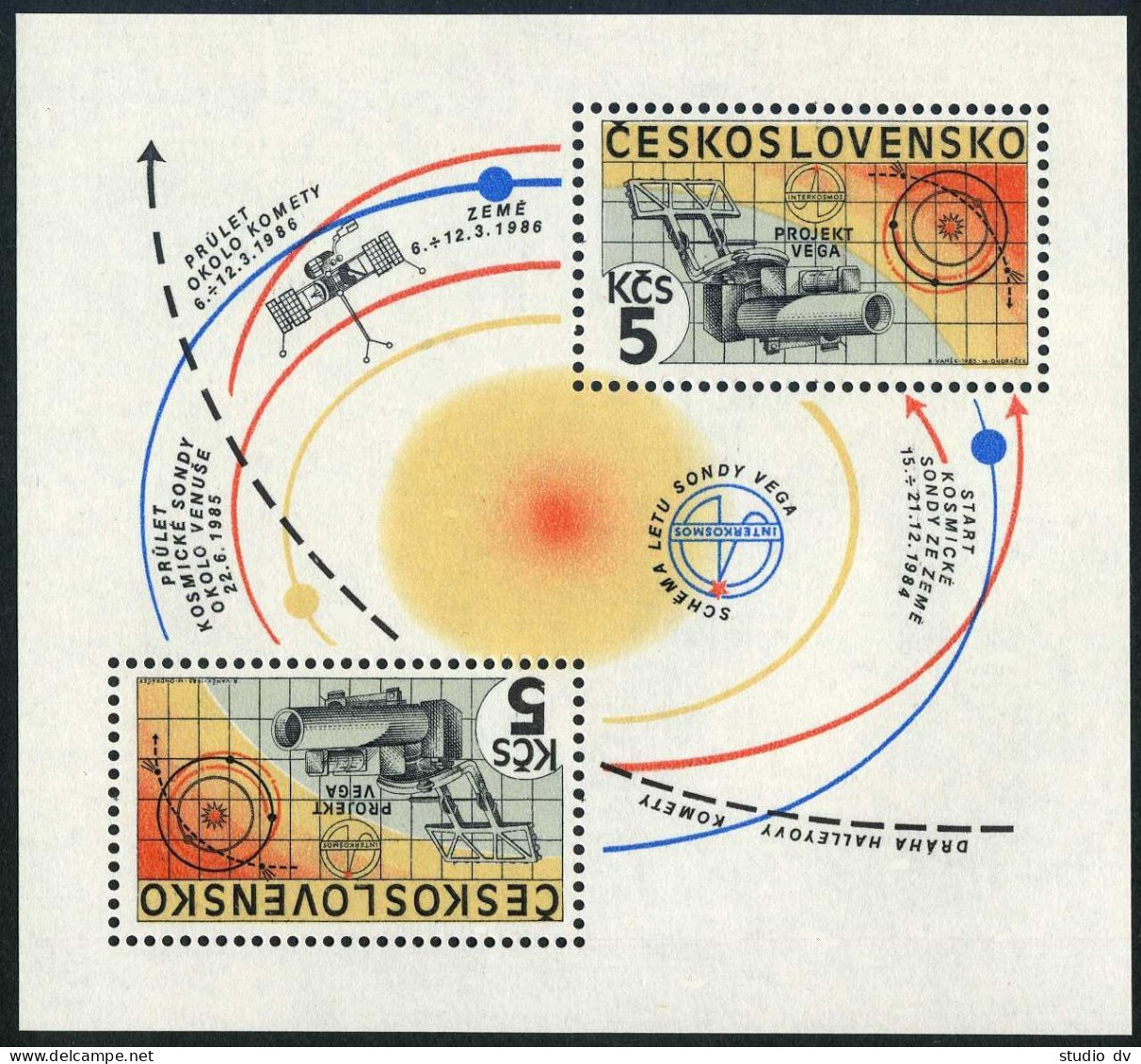 Czechoslovakia 2554, MNH. Michel Bl.64. Project Vega Of Halley's Comet, 1985. - Unused Stamps