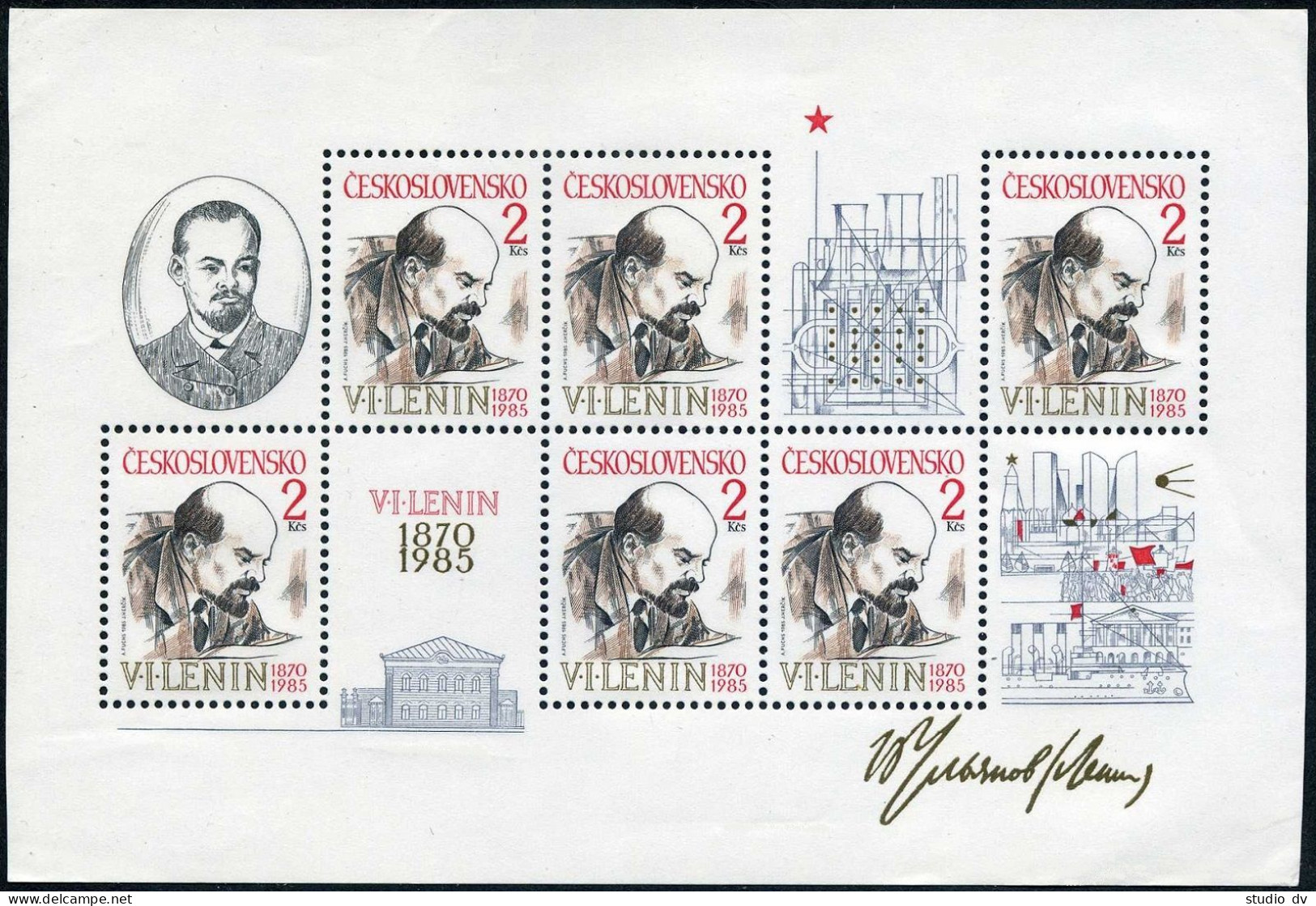 Czechoslovakia 2550a, MNH. Vladimir I.Lenin, 1st Chairman Of USSR, 1985. - Ongebruikt