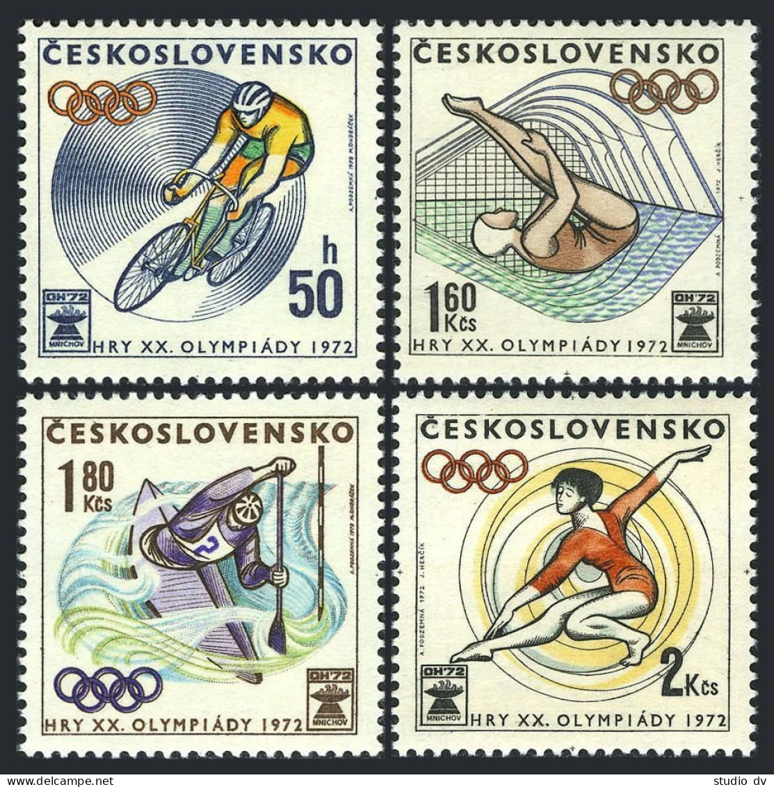 Czechoslovakia 1813-1816, MNH. Michel 2067-2070. Olympics Munich-1972.Bicycling, - Unused Stamps