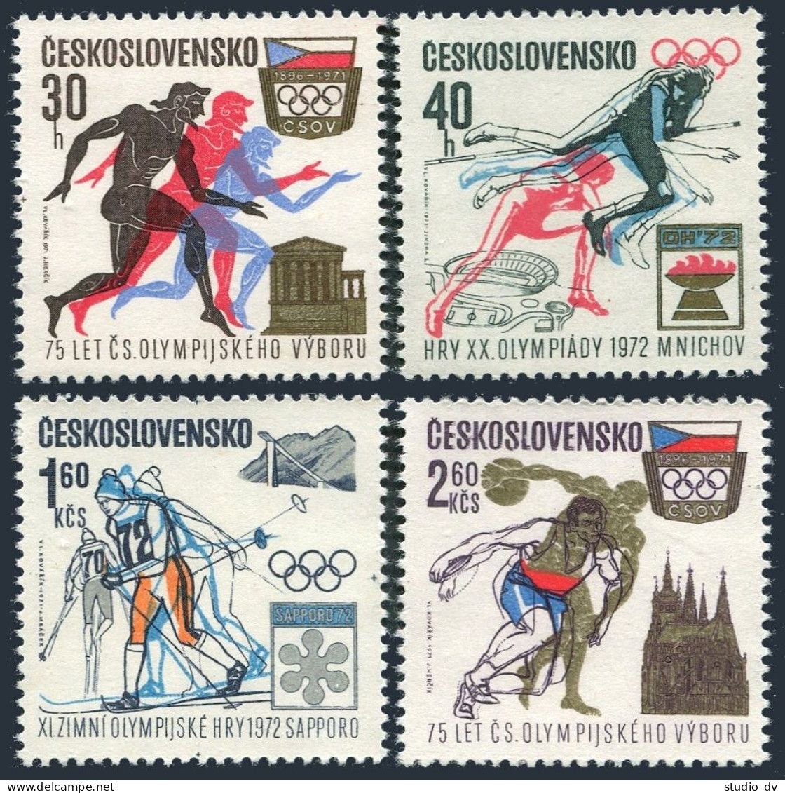 Czechoslovakia 1791-1794,MNH.Michel 2045-2048. Olympic Committee,75th Ann.1971. - Ongebruikt