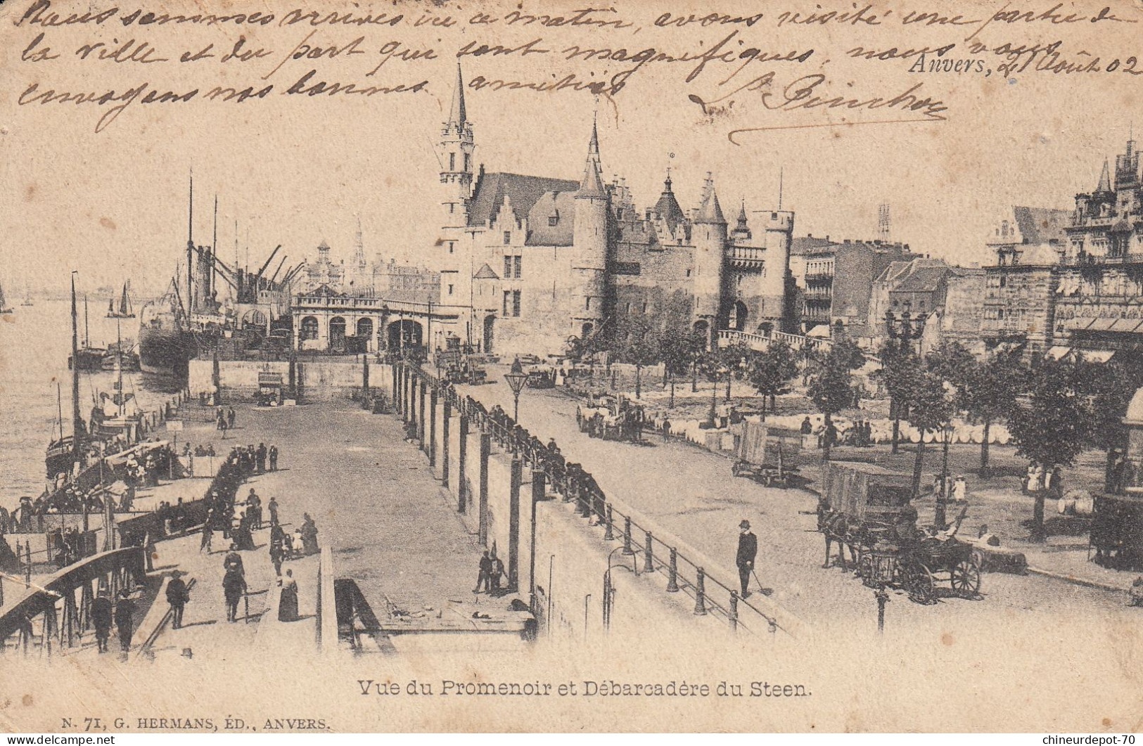 ANVERS   VUE DU PROMENOIR ET DEBARCADERE DU STEEN - Antwerpen