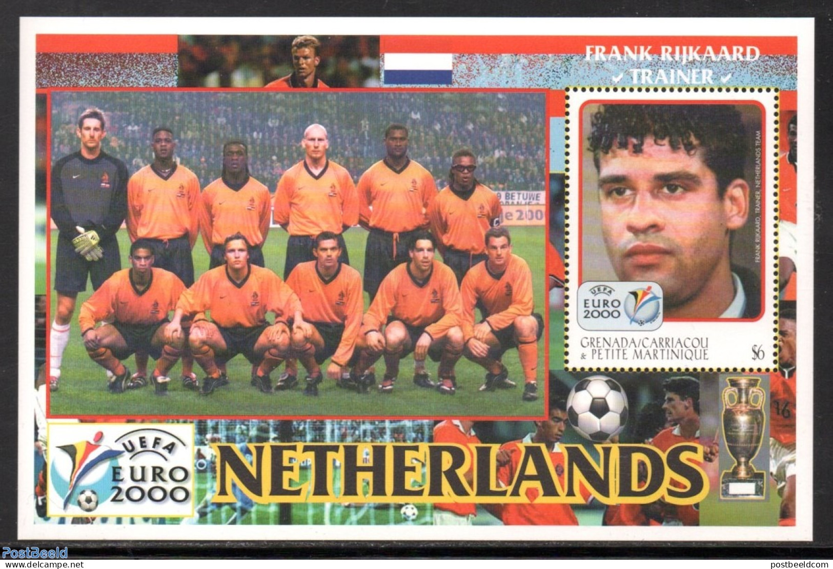 Grenada Grenadines 2000 UEFA, Netherlands S/s, Mint NH, History - Sport - Netherlands & Dutch - Football - Geografía