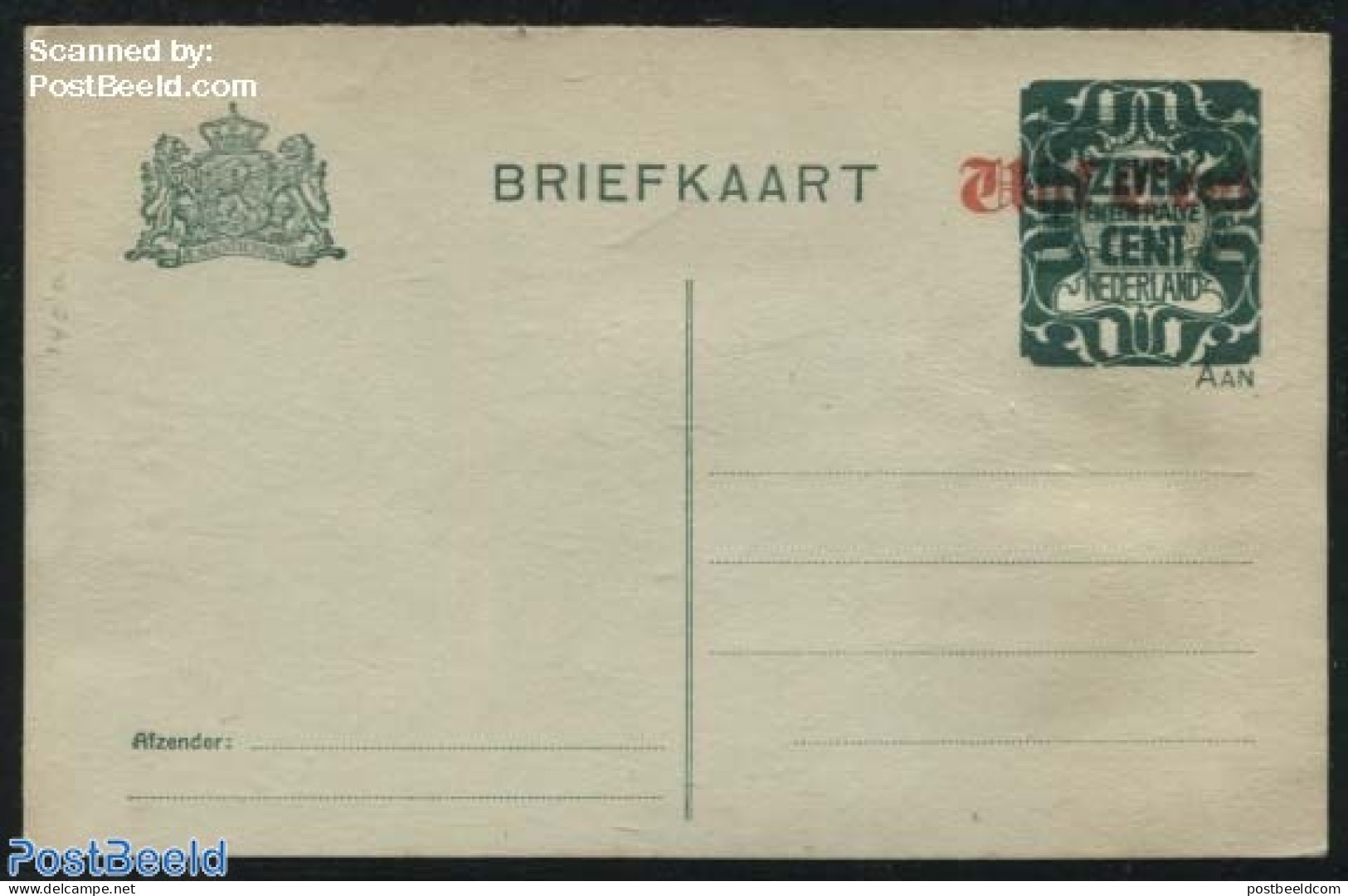 Netherlands 1921 Postcard 7.5c On Vijf Cent On 2.5c, Unused Postal Stationary - Lettres & Documents