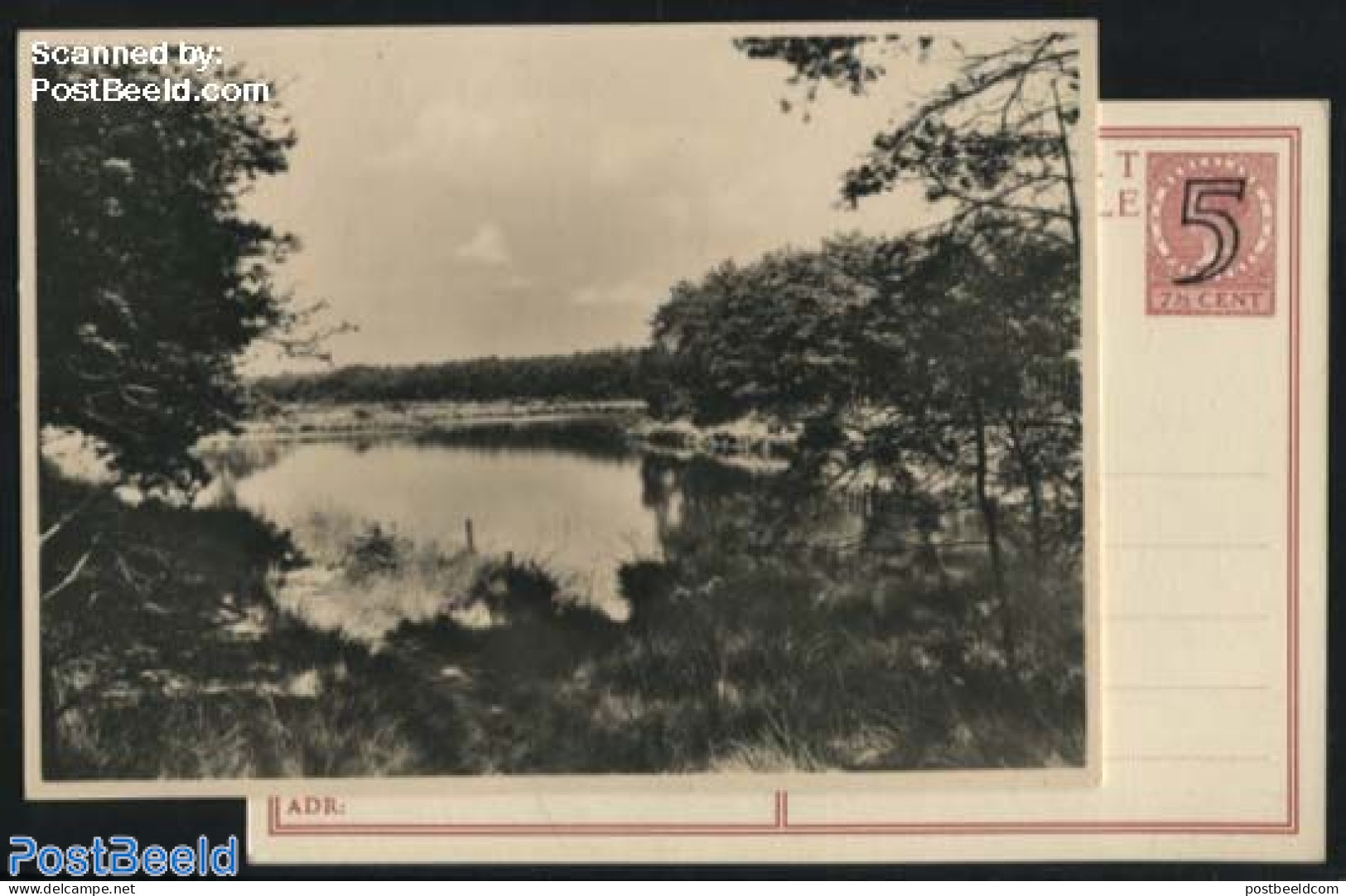 Netherlands 1946 Postcard 5c On 7.5c, Landscape No. 7, Unused Postal Stationary - Covers & Documents