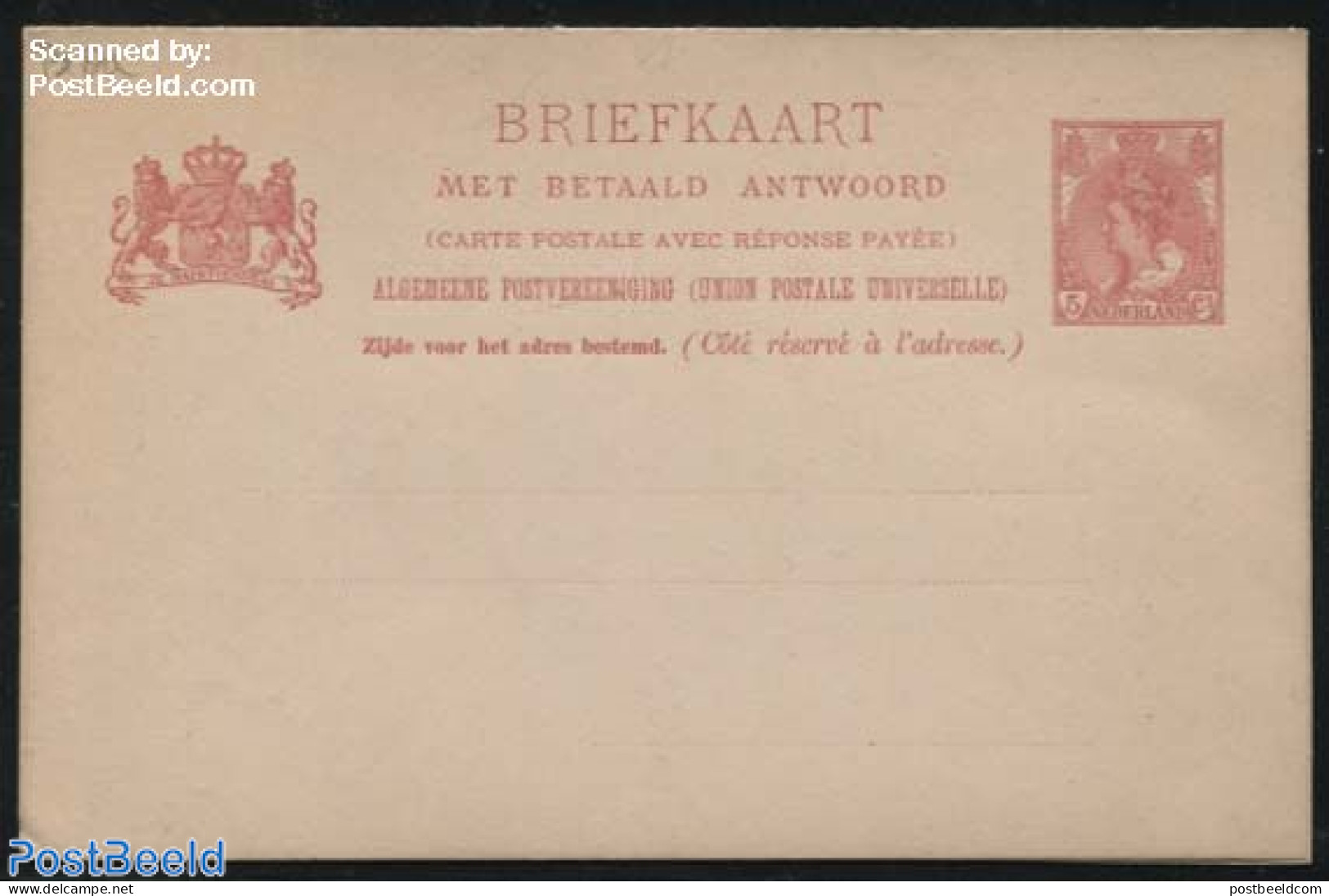 Netherlands 1901 Reply Paid Postcard 5+5c Rosered, Unused Postal Stationary - Lettres & Documents