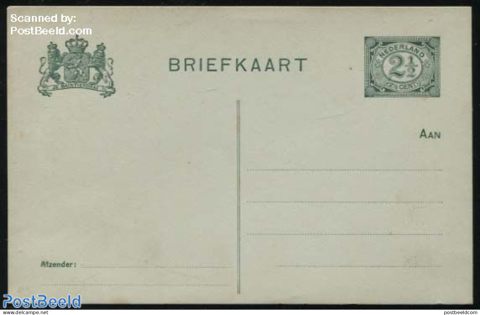 Netherlands 1908 Postcard 2.5c, With Dividing Line, Unused Postal Stationary - Covers & Documents