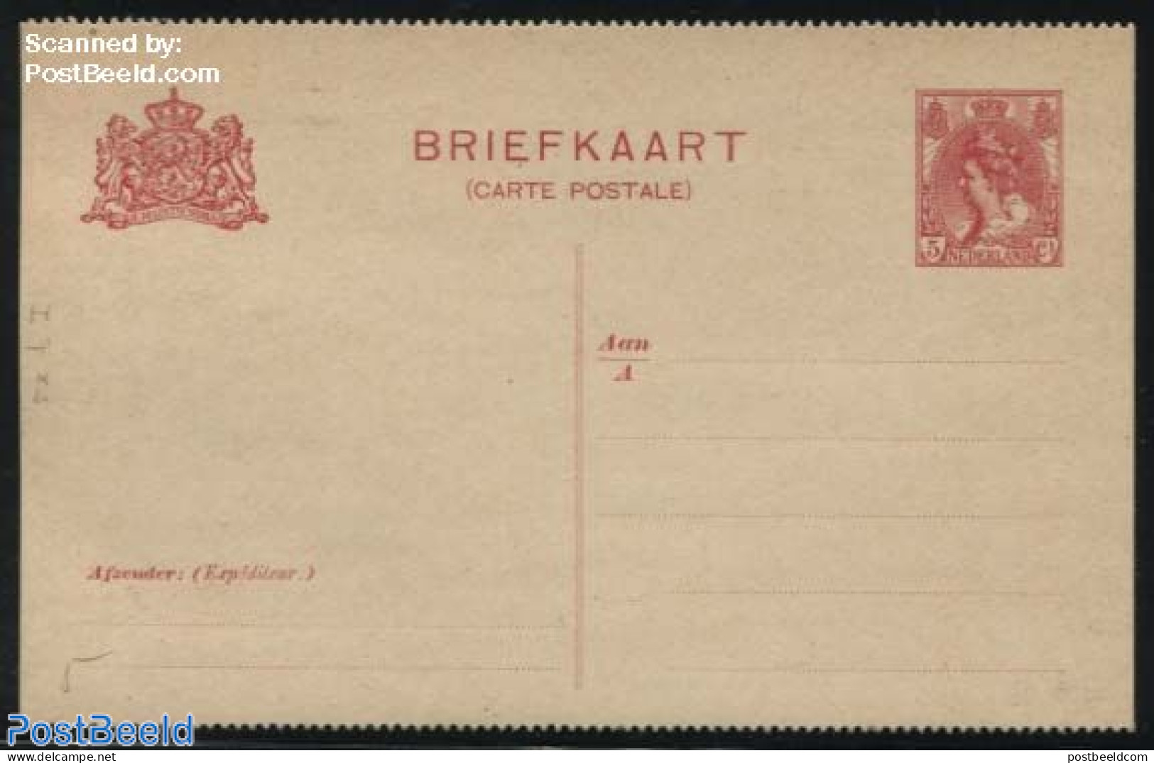 Netherlands 1914 Postcard 5c, Dutch Text Above French, Perforated, Long Dividing Line, Unused Postal Stationary - Covers & Documents