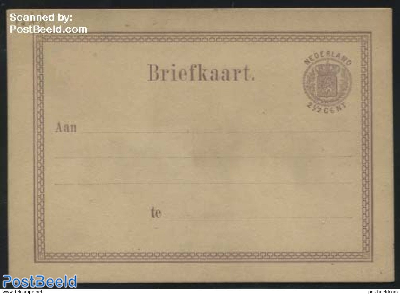 Netherlands 1881 Postcard. 2.5c Redviolet, Narrowpointed Lines, New Print,, Unused Postal Stationary - Covers & Documents