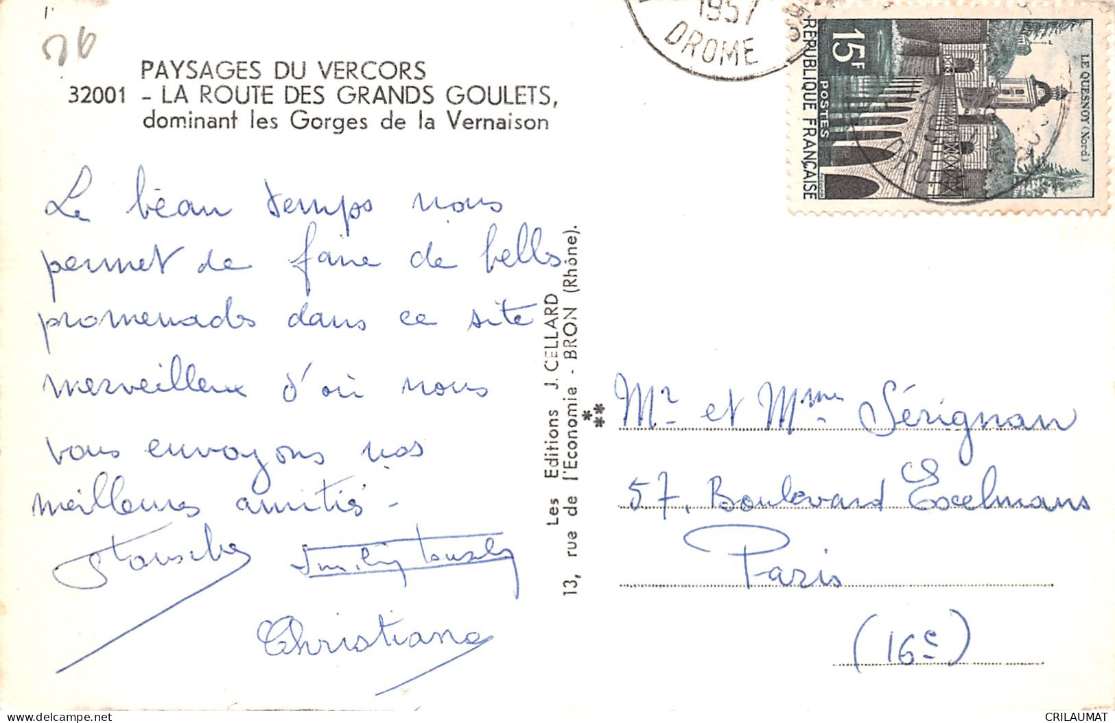 26-LES GRANDS GOULETS GORGES DE LA VERNAISON-N°T5058-B/0091 - Les Grands Goulets