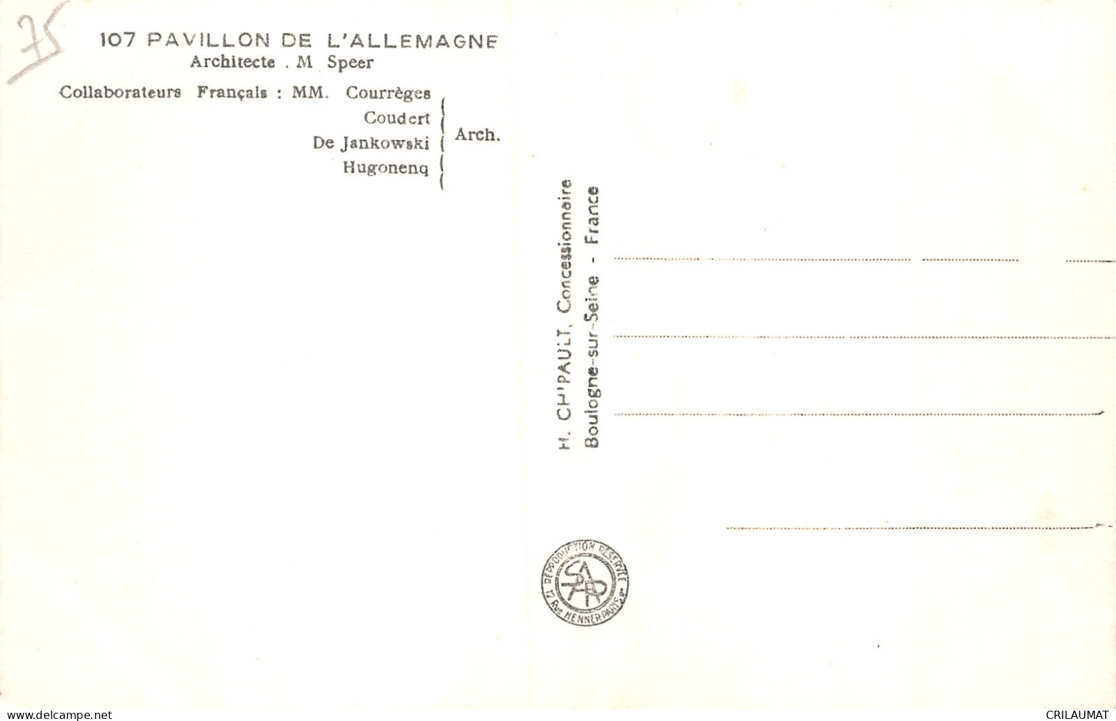 75-PARIS EXPO INTERNATIONALE 1937 PAVILLON DE L Allemagne-N°T5058-A/0069 - Tentoonstellingen