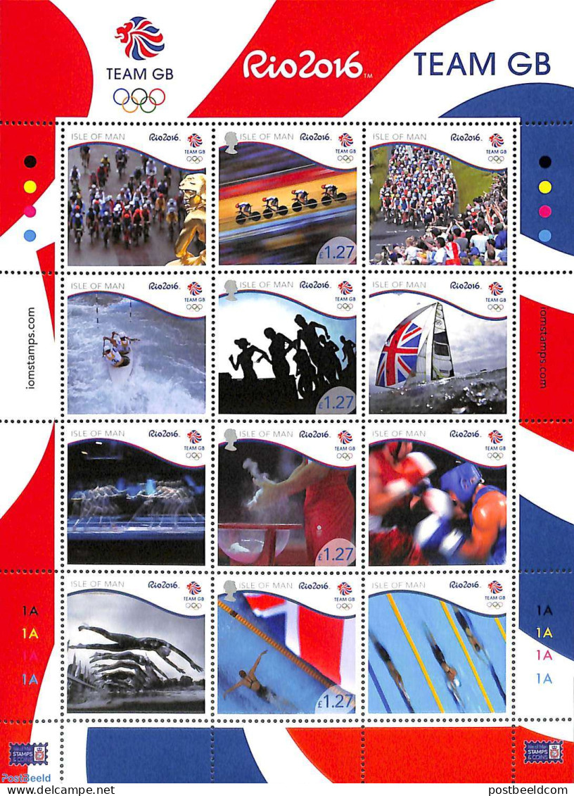 Isle Of Man 2016 Olympic Games Rio 2016 4v M/s, Mint NH, Sport - Cycling - Olympic Games - Cycling