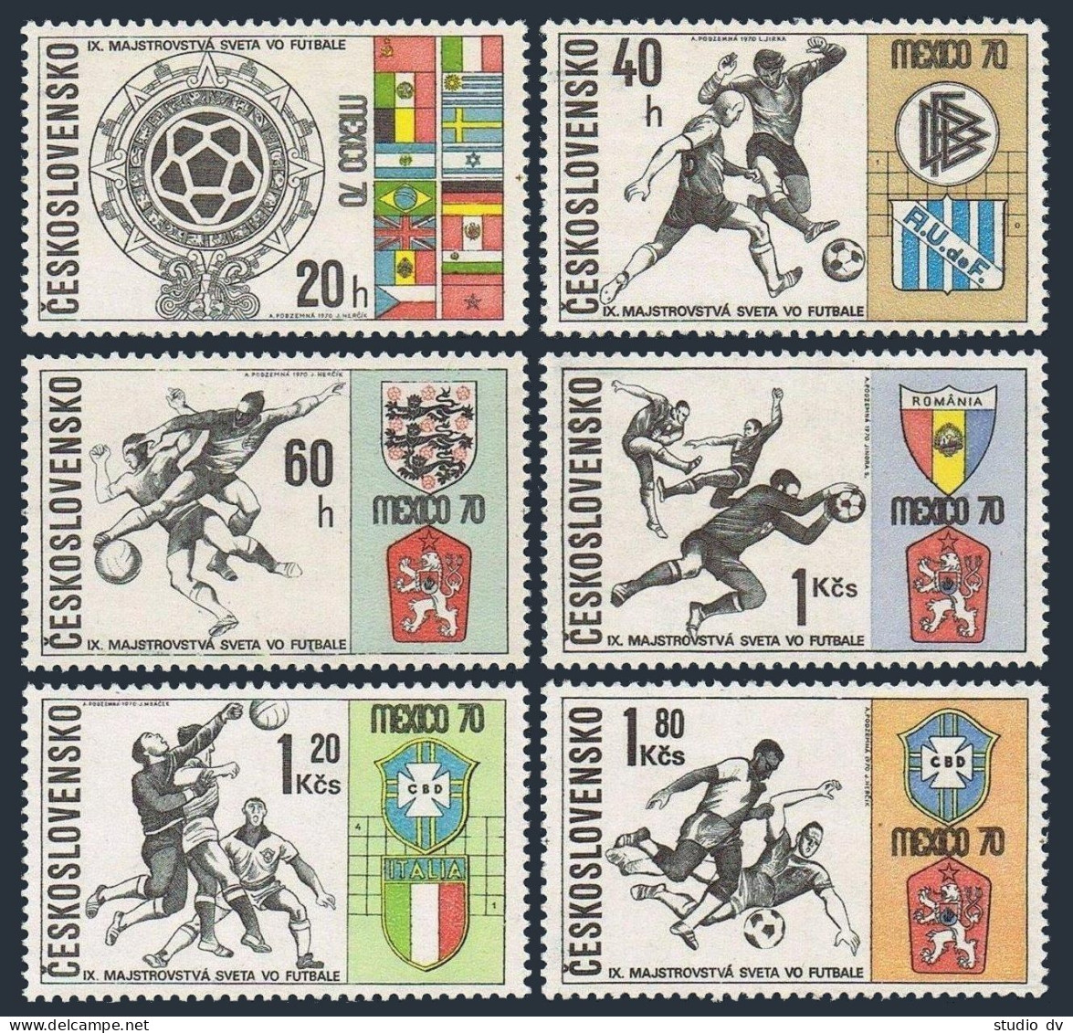 Czechoslovakia 1704-1709, MNH. Michel 1958-1963. World Soccer Cup Mexico-1970. - Unused Stamps