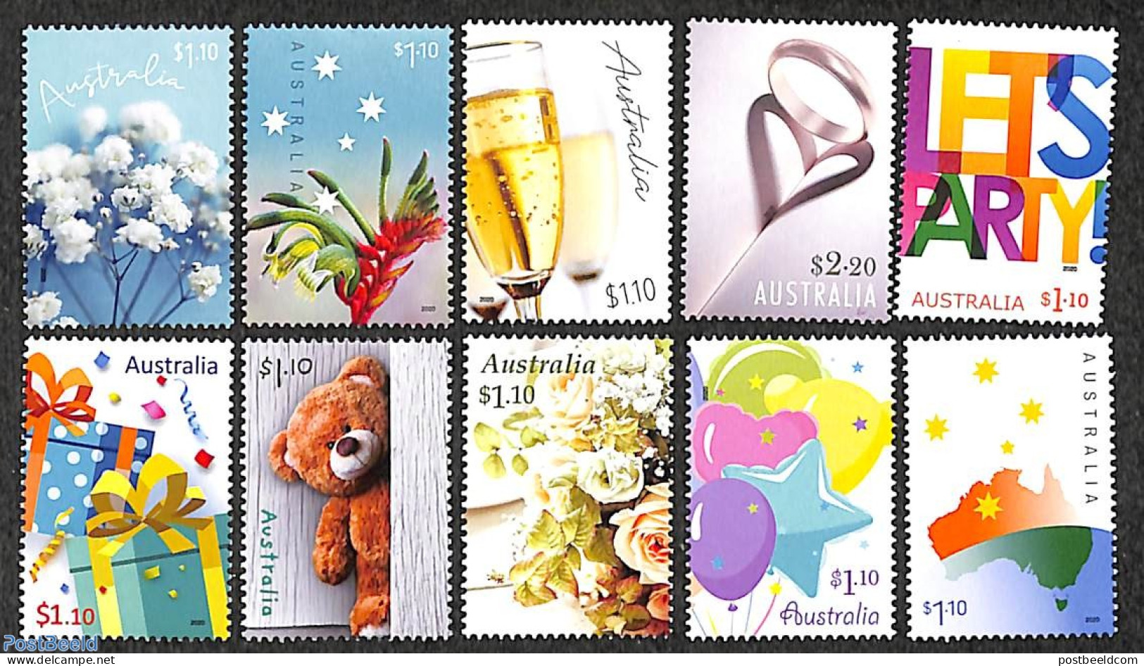 Australia 2020 Greetings 10v, Mint NH, Nature - Various - Flowers & Plants - Greetings & Wishing Stamps - Maps - Teddy.. - Unused Stamps