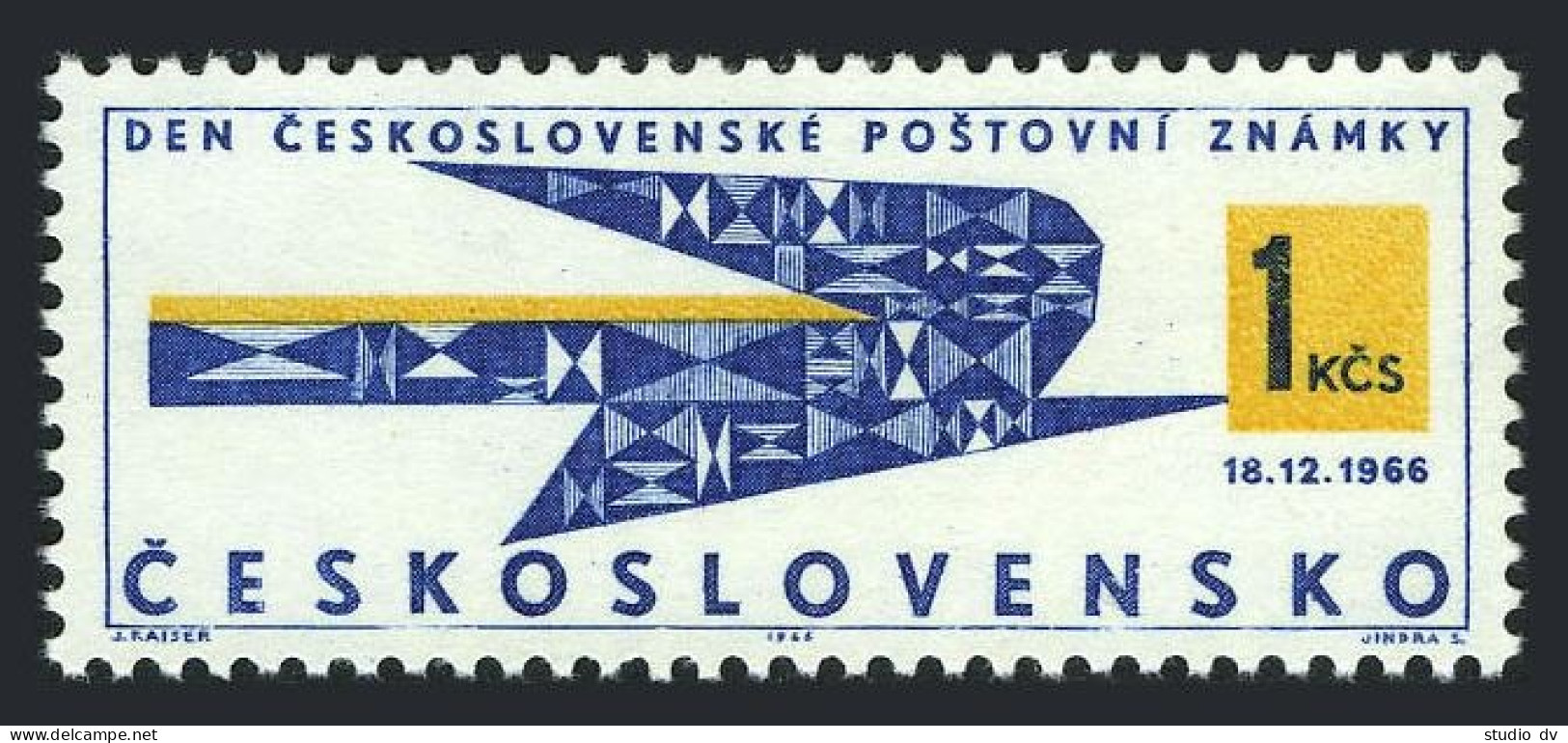 Czechoslovakia 1440, MNH. Michel 1673. Stamp Day, 1966. Symbolic Bird.   - Unused Stamps