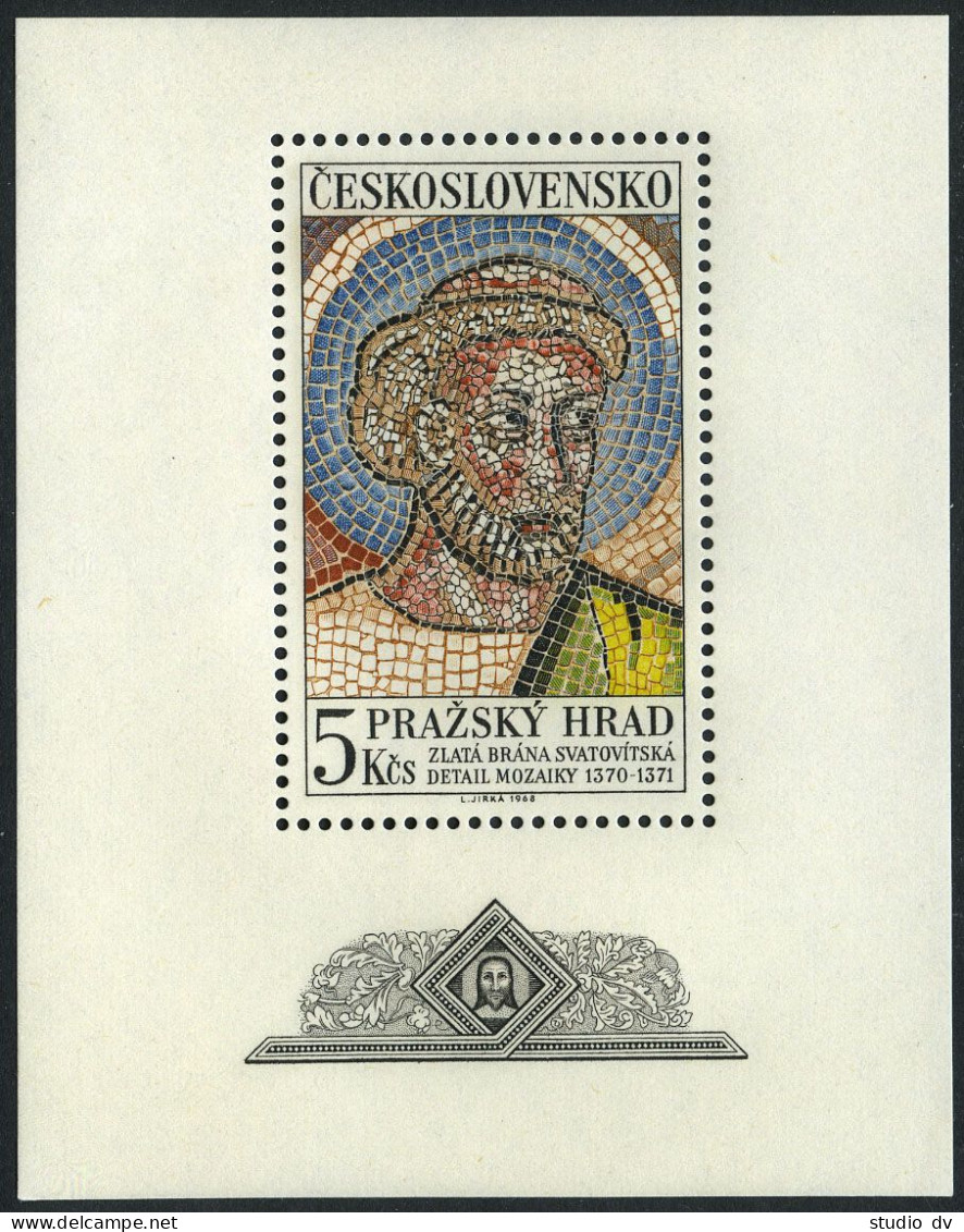 Czechoslovakia 1539,MNH.Mi Bl.28. Prague Castles,1968.Mosaic,St Vitus Cathedral. - Nuovi