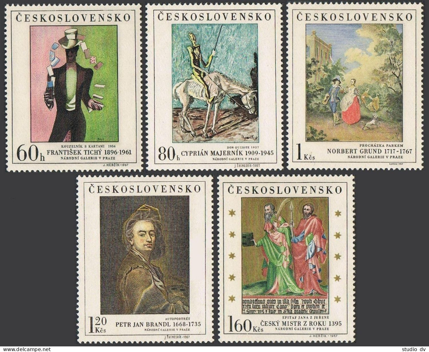 Czechoslovakia 1507-1511, Hinged. Mi 1748-1752. Paintings By Czech Masters, 1967 - Nuovi