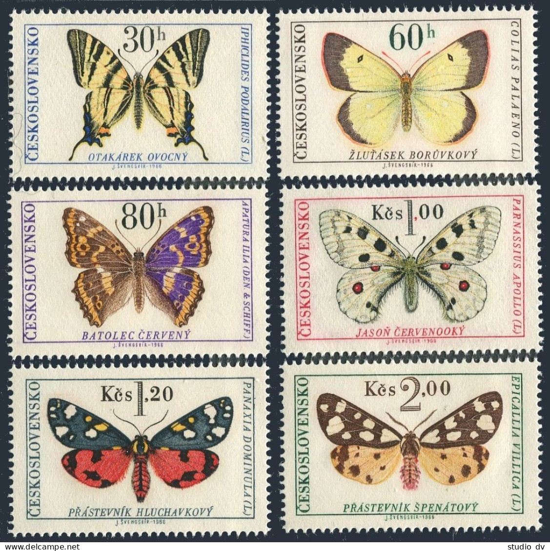 Czechoslovakia 1391-1396, MNH. Michel 1620-1625. Butterflies, Moths, 1966. - Neufs