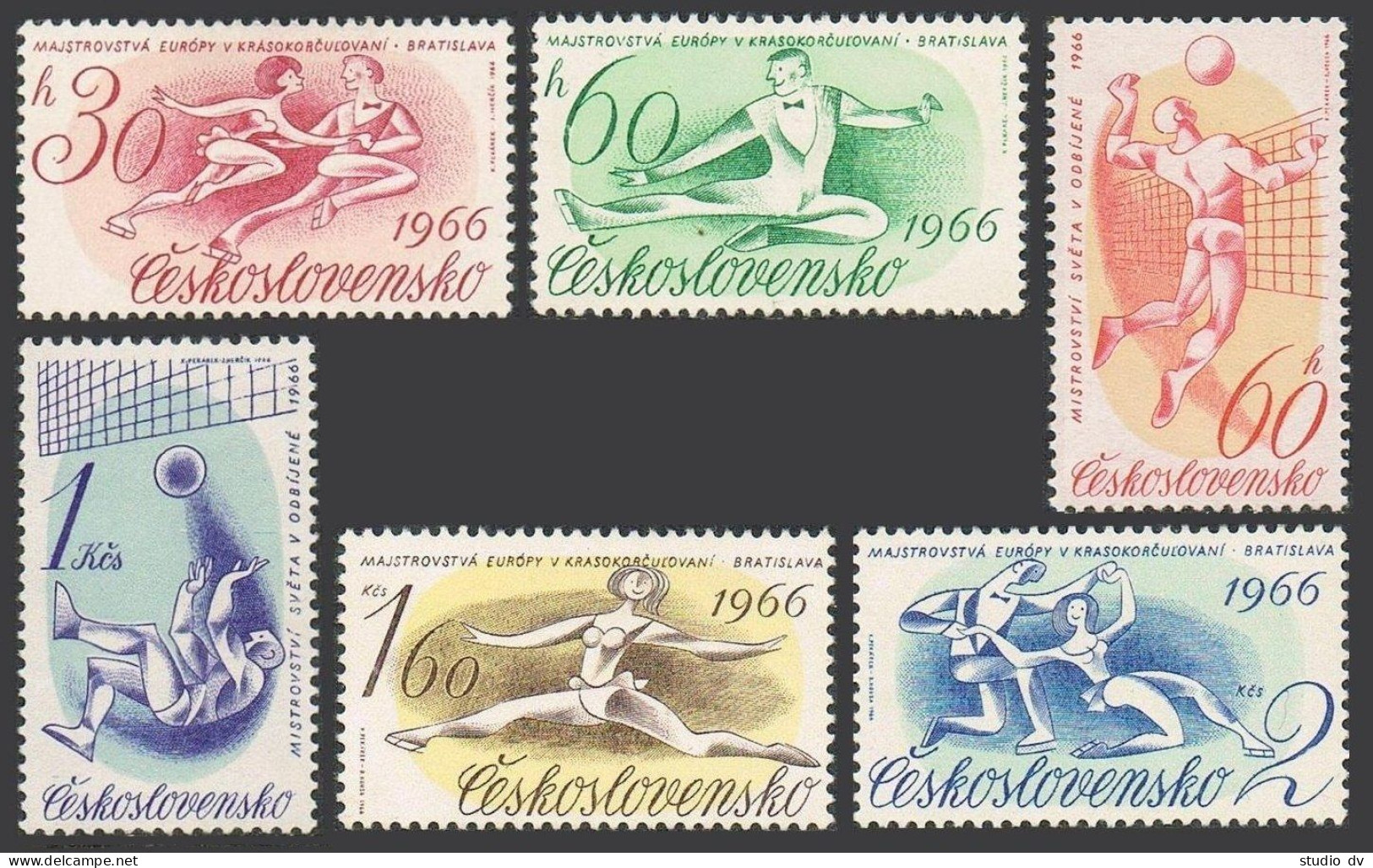 Czechoslovakia 1367-1372, MNH. European Figure Skating Championships, Bratislava - Nuovi