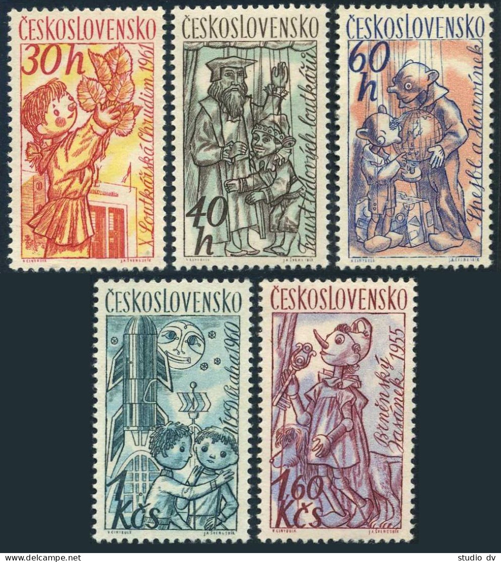 Czechoslovakia 1054-1058, MNH. Michel 1275-1279. Various Puppets, 1961.  - Ungebraucht