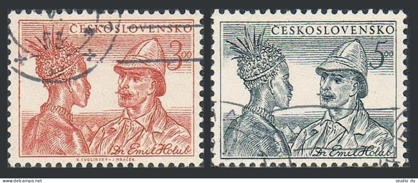 Czechoslovakia 499-500, CTO. Mi 707-708. Emil Holub, Explorer Of Africa. 1952. - Usados