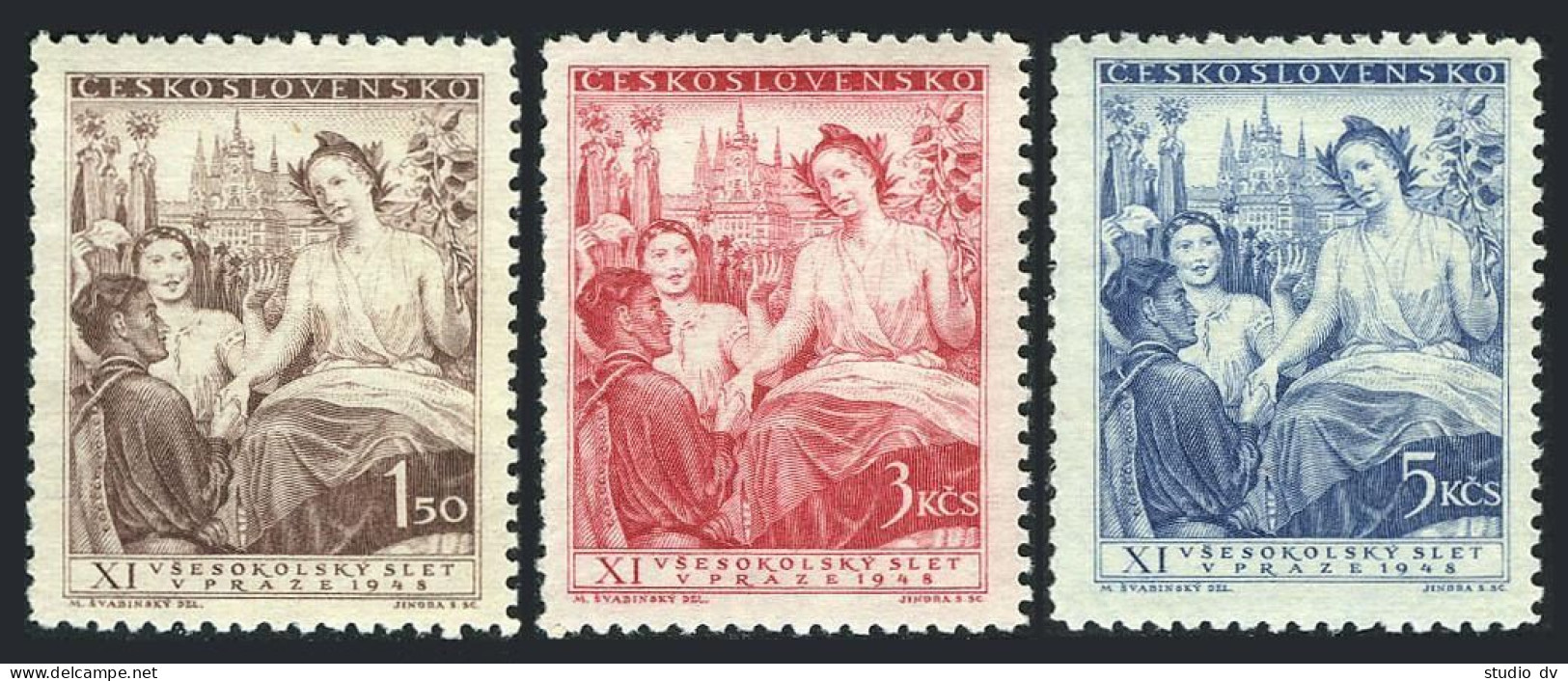 Czechoslovakia 343-345, MNH. Michel 532-534. 11th Sokol Congress, 1948. - Nuevos