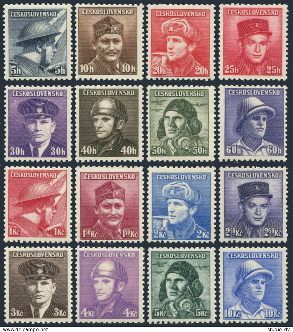 Czechoslovakia 272-287, MNH. Michel 439-454. Czech Heroes Of WW II, 1945. - Ungebraucht