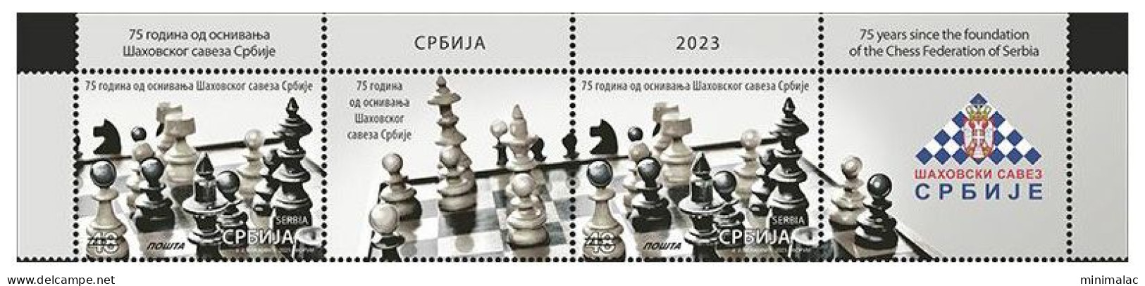 Serbia 2023. 75 Years Since The Foundation Of The Chess Federation Of Serbia, First Row, MNH - Schach