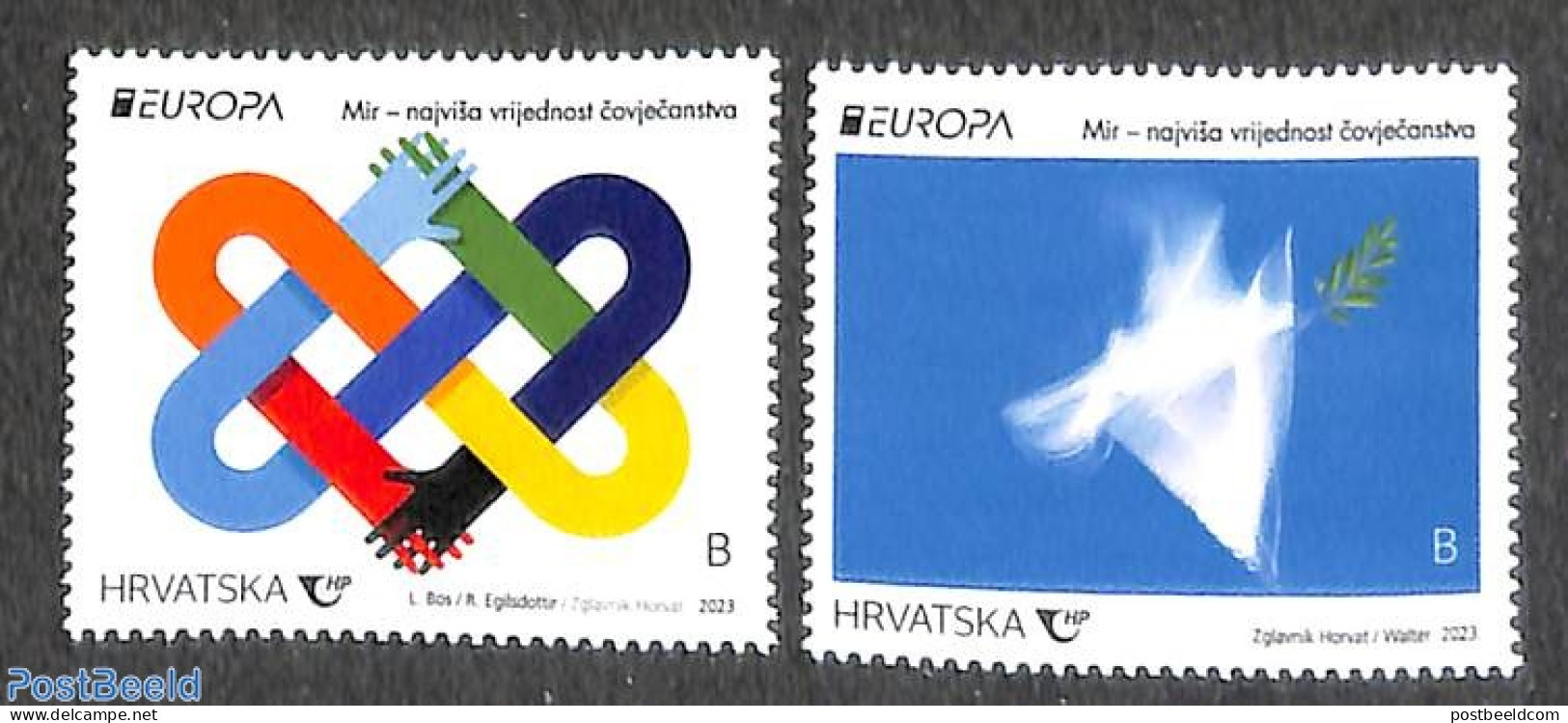 Croatia 2023 Europa, Peace 2v, Mint NH, History - Various - Europa (cept) - Peace - Joint Issues - Emissions Communes