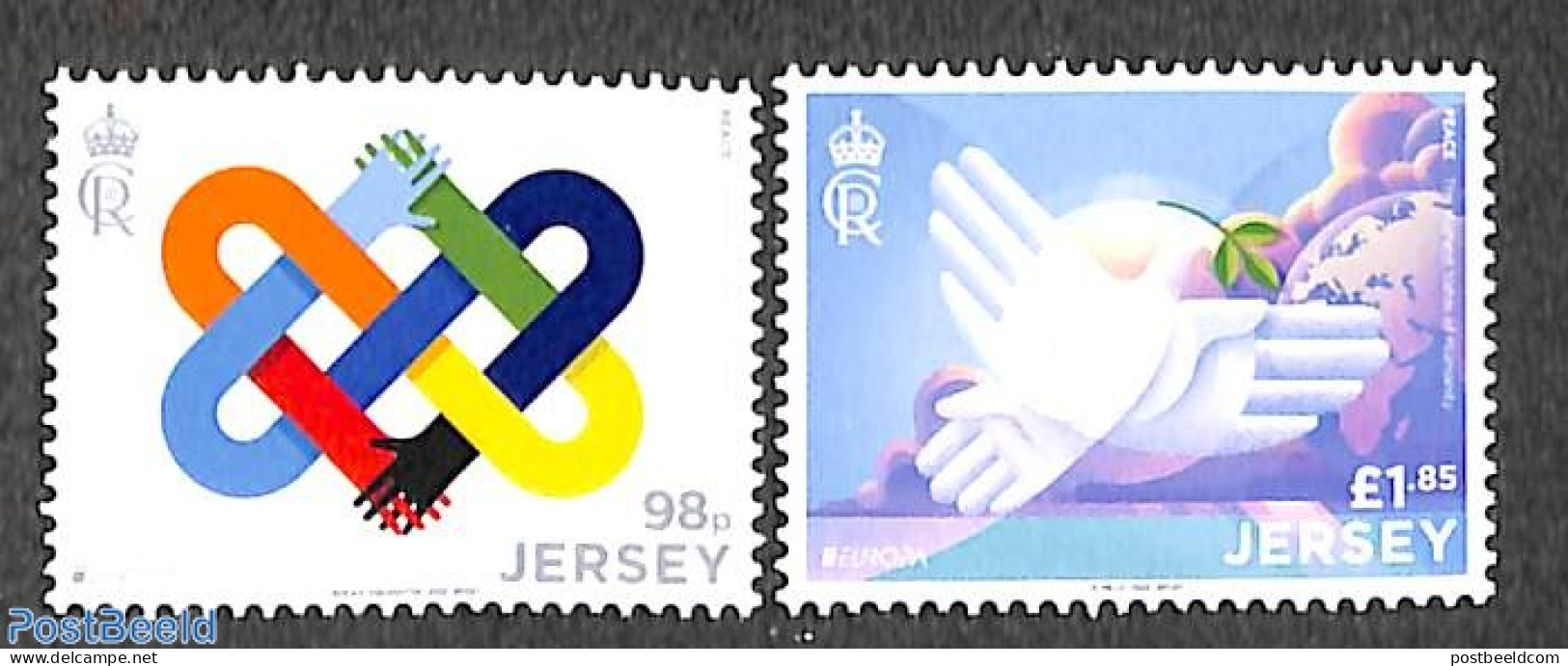 Jersey 2023 Europa, Peace 2v, Mint NH, History - Various - Europa (cept) - Peace - Joint Issues - Emisiones Comunes